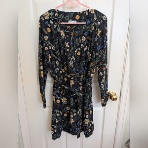 Dex Floral Mini Dress - Black and Multicolor